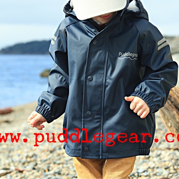 Puddlegear navy 130 rain jacket.  www.puddlegear.com. Bought but not worn. - Picture 2 of 3